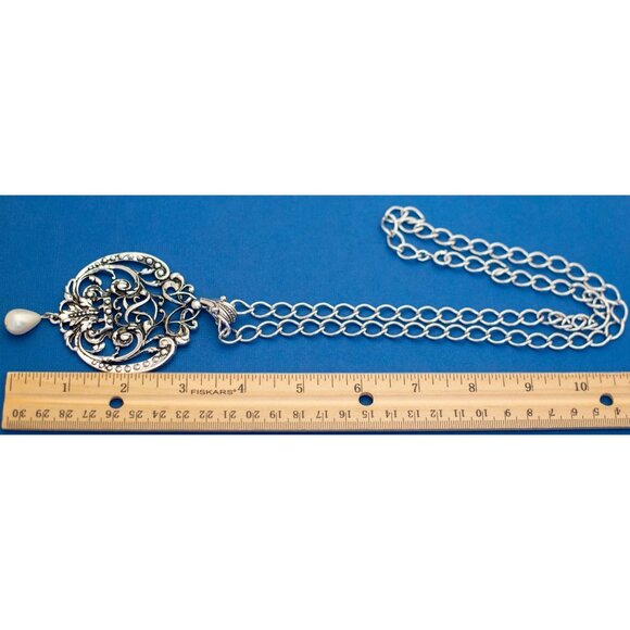 26 Inch Silver Art Nouveau Necklace by Avon - D25 - Picture 5 of 5